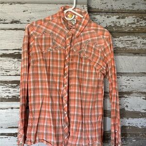 Ariat Orange Plaid Button Down Shirt